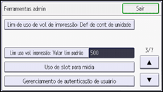 Ilustração da tela do painel de operação