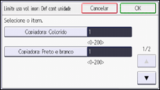 Ilustração da tela do painel de operação