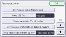 Ilustração da tela do painel de operação