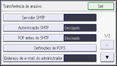 Ilustração da tela do painel de operação