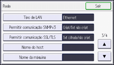 Ilustração da tela do painel de operação