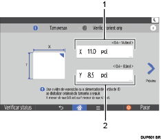 Ilustração da tela do painel de operação