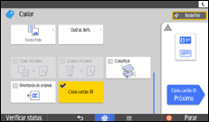 Ilustração da tela do painel de operação