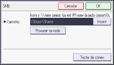 Ilustração da tela do painel de operação