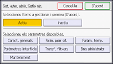 Il·lustració de pantalla del panell d'operacions