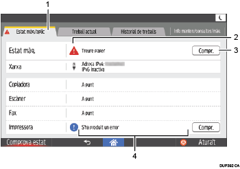 Il·lustració de crida numerada de la pantalla del panell d'operacions