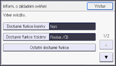 Ilustrace displeje ovládacího panelu