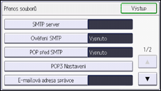 Ilustrace displeje ovládacího panelu