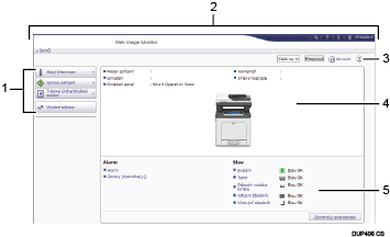 Číslovaná ilustrace obrazovky webového prohlížeče