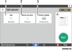 Ilustrace displeje ovládacího panelu