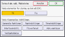 Operation panel screen illustration