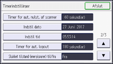 Illustration af display på betjeningspanelet