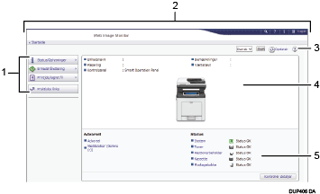 Nummereret illustration af webbrowser-skærm