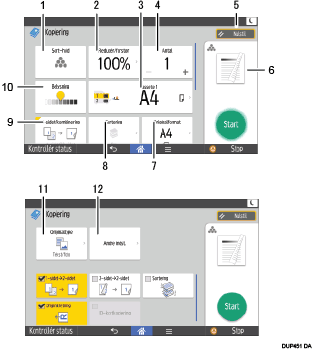 Operation panel screen illustration