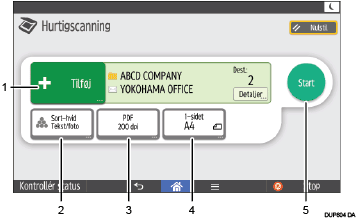 Illustration af betjeningspanel