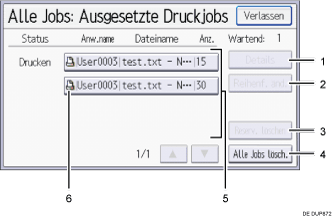 Nummerierte Abbildung Bedienfeld-Display