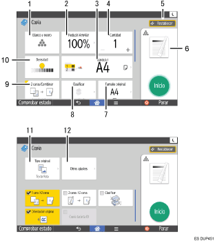 Ilustración de la pantalla del panel de mandos