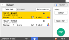 Ilustración de la pantalla del panel de mandos