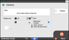 Ilustración de la pantalla del panel de mandos