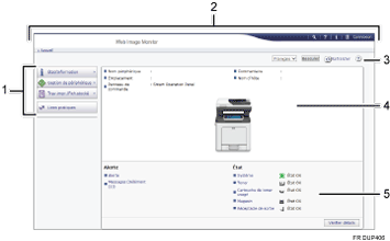 Illustration de l'écran du navigateur Web avec légende numérotée