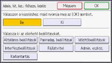 A kezelőpanel ismertetése
