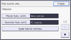 A kezelőpanel ismertetése