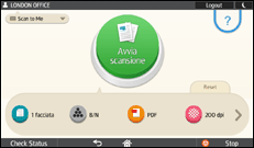 Illustrazione della schermata sul pannello di controllo