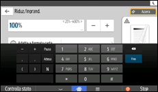 Illustrazione della schermata sul pannello di controllo