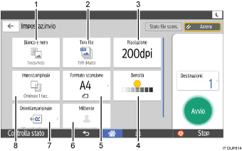 Illustrazione della schermata sul pannello di controllo