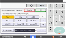 Illustrazione della schermata sul pannello di controllo