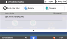 Illustrazione della schermata sul pannello di controllo