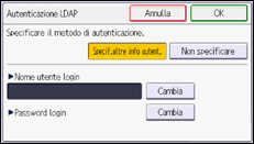 Illustrazione della schermata sul pannello di controllo