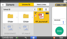 Illustrazione della schermata sul pannello di controllo