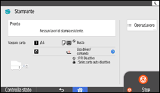 Illustrazione della schermata sul pannello di controllo