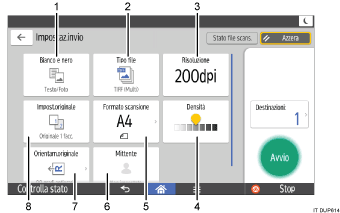 Illustrazione della schermata sul pannello di controllo
