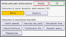 Illustrazione della schermata sul pannello di controllo