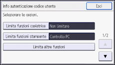 Illustrazione della schermata sul pannello di controllo