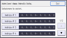 Illustrazione della schermata sul pannello di controllo