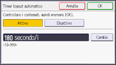 Illustrazione della schermata sul pannello di controllo