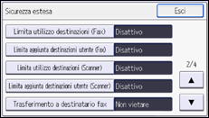 Illustrazione della schermata sul pannello di controllo
