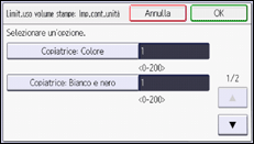 Illustrazione della schermata sul pannello di controllo