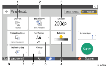 Afbeelding van bedieningspaneel