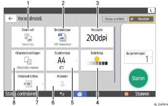 Afbeelding van bedieningspaneel