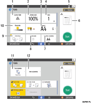 Ilustracja ekranu panela operacyjnego