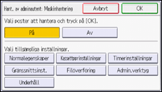 Bild av användarpanelens skärm