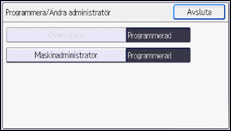 Bild av användarpanelens skärm