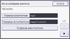 Bild av användarpanelens skärm