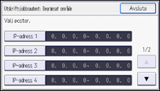 Bild av användarpanelens skärm