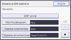 Bild av användarpanelens skärm