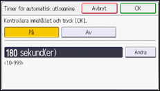 Bild av användarpanelens skärm